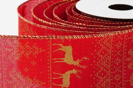 Knit Printed Reindeer.Tree Ribbon_KF6403G-7_Red